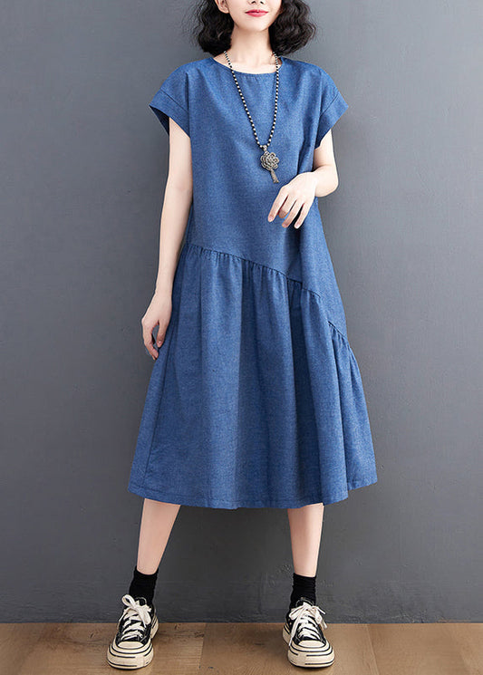 Urlaub Patchwork Navy Kleid Sommer DIY Asymmetrische Denim
