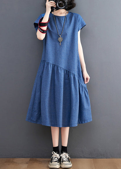 Urlaub Patchwork Navy Kleid Sommer DIY Asymmetrische Denim
