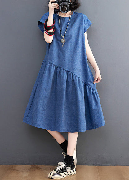 Urlaub Patchwork Navy Kleid Sommer DIY Asymmetrische Denim