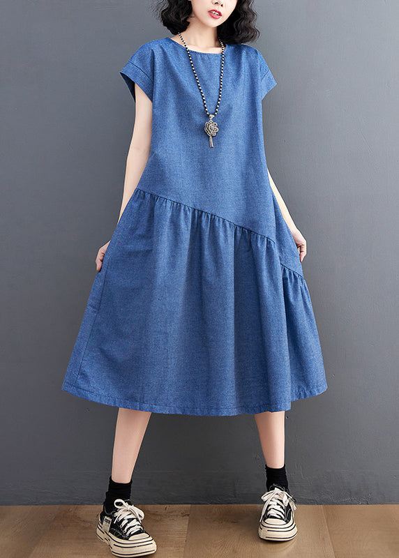 Urlaub Patchwork Navy Kleid Sommer DIY Asymmetrische Denim