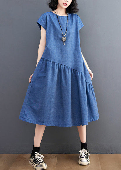Urlaub Patchwork Navy Kleid Sommer DIY Asymmetrische Denim