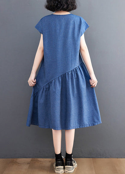 Urlaub Patchwork Navy Kleid Sommer DIY Asymmetrische Denim