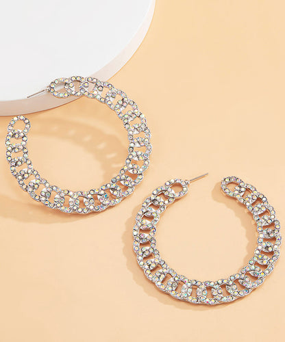 DIY Gold Alloy Inlaid Zircon C Shaped Hoop Earrings ZZ006