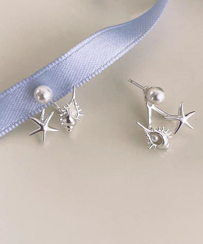 DIY Gold Earrings Pearl Star Overgild Stud Sea Conch Copper