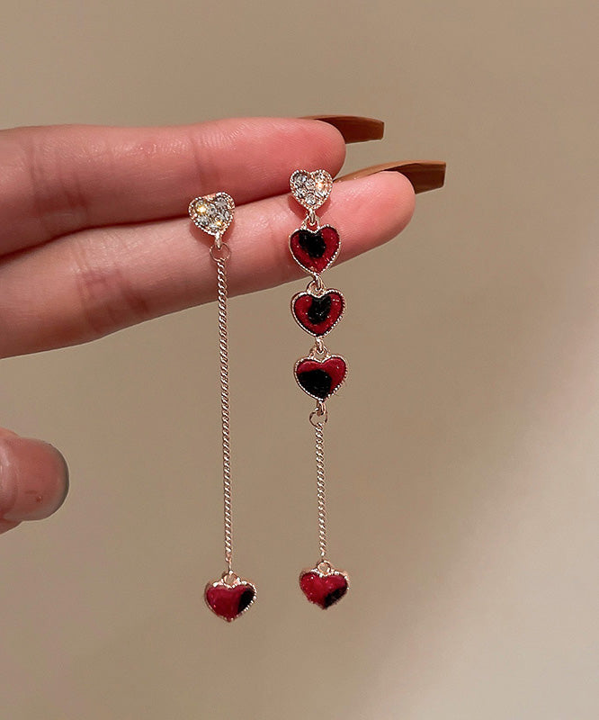 Liebe Rot Zirkon Sterling DIY Quaste Silber Legierung Asymmetrische