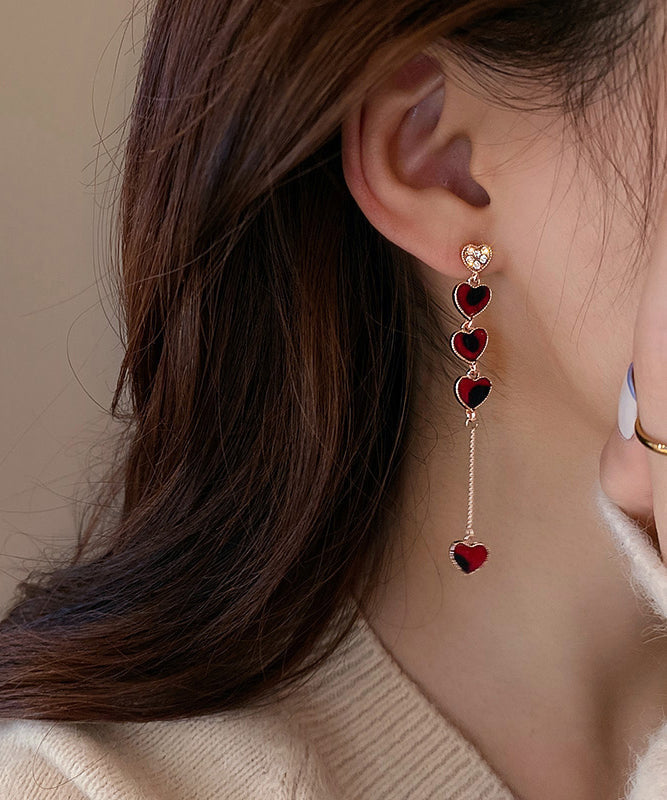 Liebe Rot Zirkon Sterling DIY Quaste Silber Legierung Asymmetrische