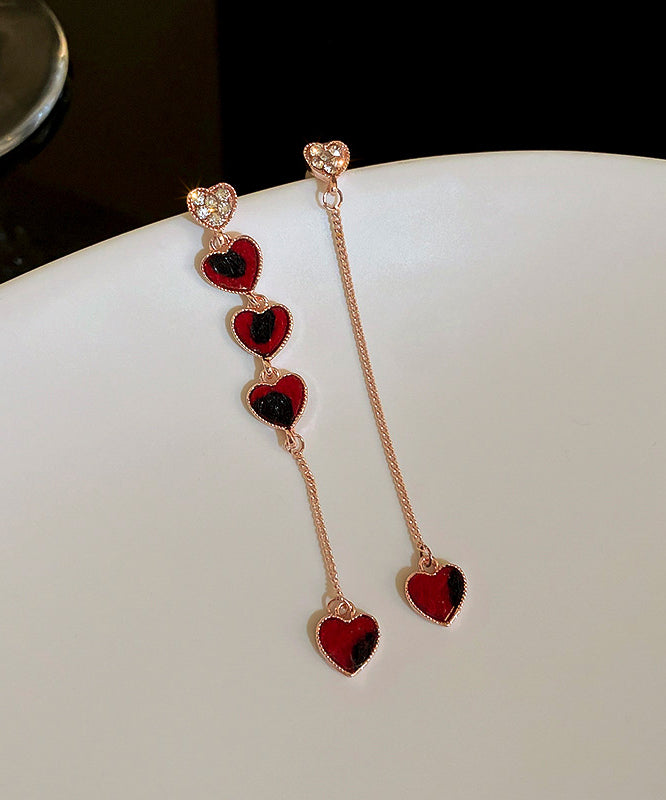 Liebe Rot Zirkon Sterling DIY Quaste Silber Legierung Asymmetrische