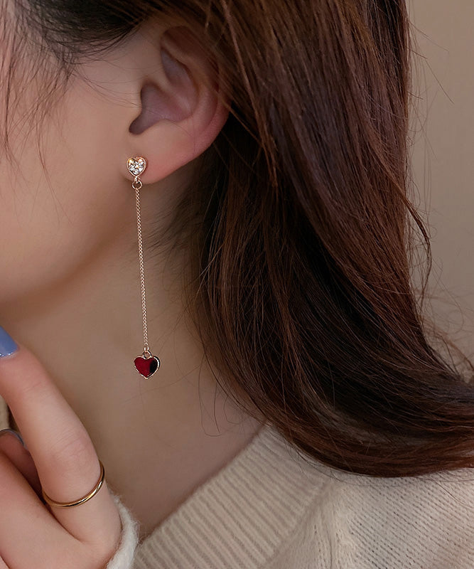 Liebe Rot Zirkon Sterling DIY Quaste Silber Legierung Asymmetrische