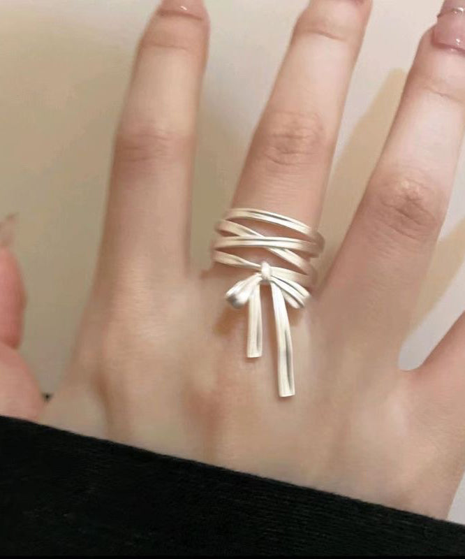 DIY Silk Sterling Silver Bow Silk Ribbon Rings GH1034