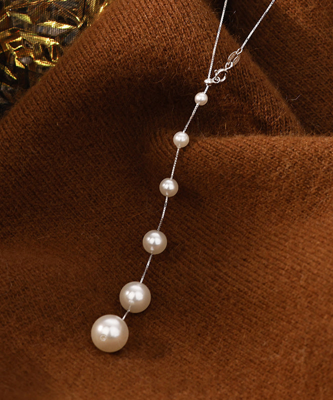 DIY Silk Sterling Silver Pearl Tassel Pendant Necklace QD017