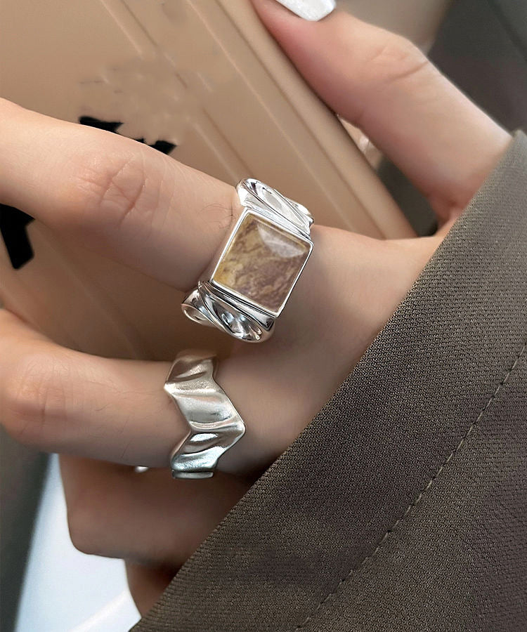 Silk Two-Piece Sugar DIY Rings Wrinkled Set Silver Sterling