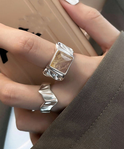 Silk Two-Piece Sugar DIY Rings Wrinkled Set Silver Sterling