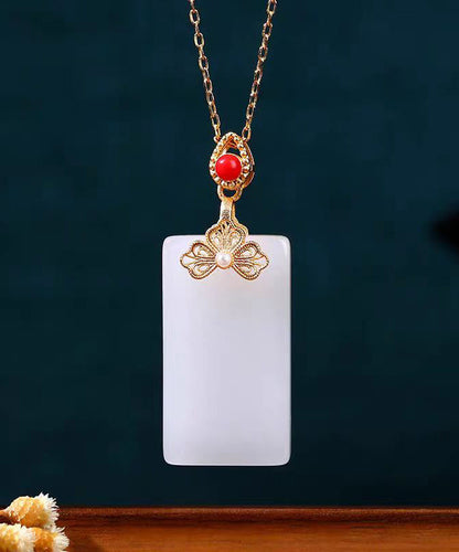 Collier pendentif papillon en émail de jade sur cuivre blanc à faire soi-même KX1059