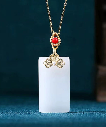 Collier pendentif papillon en émail de jade sur cuivre blanc à faire soi-même KX1059