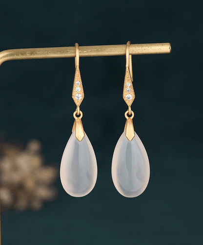 Boucles d'oreilles pendantes en argent sterling blanc avec cristaux surdorés QI067