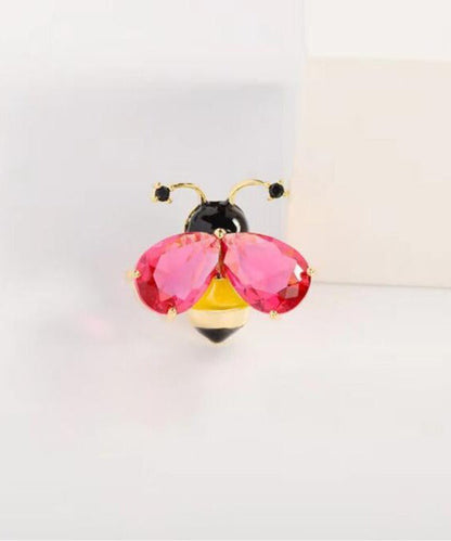 DIY Yellow Alloy Crystal Little Bee Brooches QD042