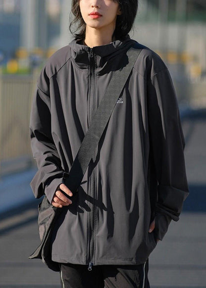 Manteau à capuche zippé en soie unie Ice 50+ foncé pour homme, gris UPF