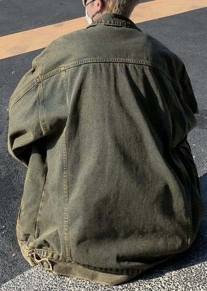 Kragen Denim Pan Patchwork Loch Blau Männer Peter Mantel