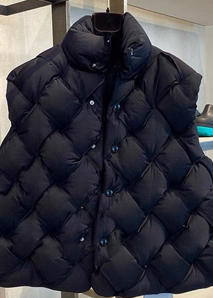 Gilet d'hiver élégant en duvet de canard à boutons noirs QD003