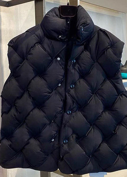 Gilet d'hiver élégant en duvet de canard à boutons noirs QD003