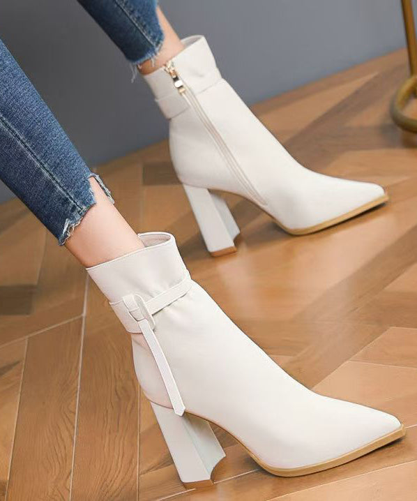 Elegante schwarze Kunstleder-Spleißstiefel mit spitzer Spitze TE006