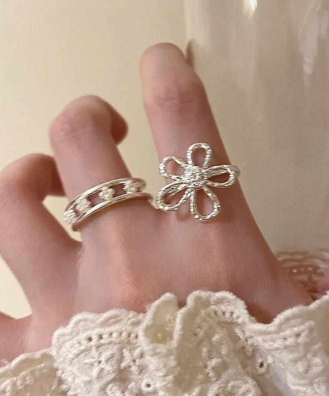 Rings Elegant Floral Gold Set Two Piece Alloy Hollow Out