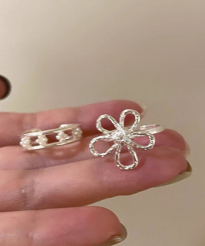 Rings Elegant Floral Gold Set Two Piece Alloy Hollow Out