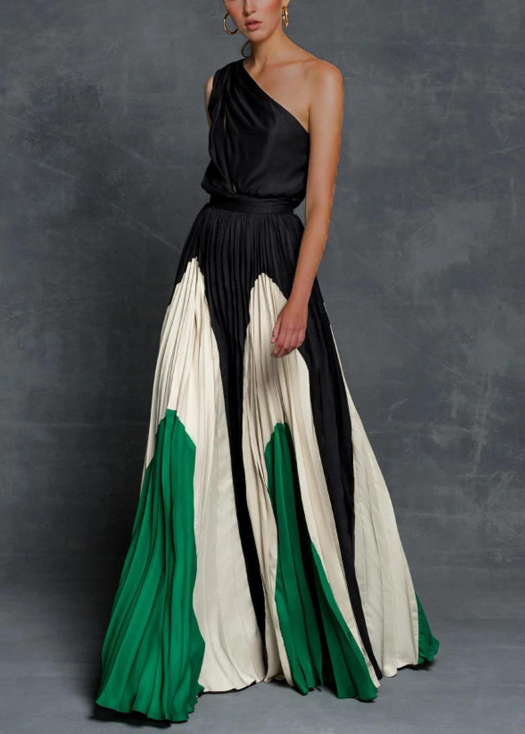 Graues ärmelloses Kleid Knöchel Patchwork Elegante Baumwolle zerknittert