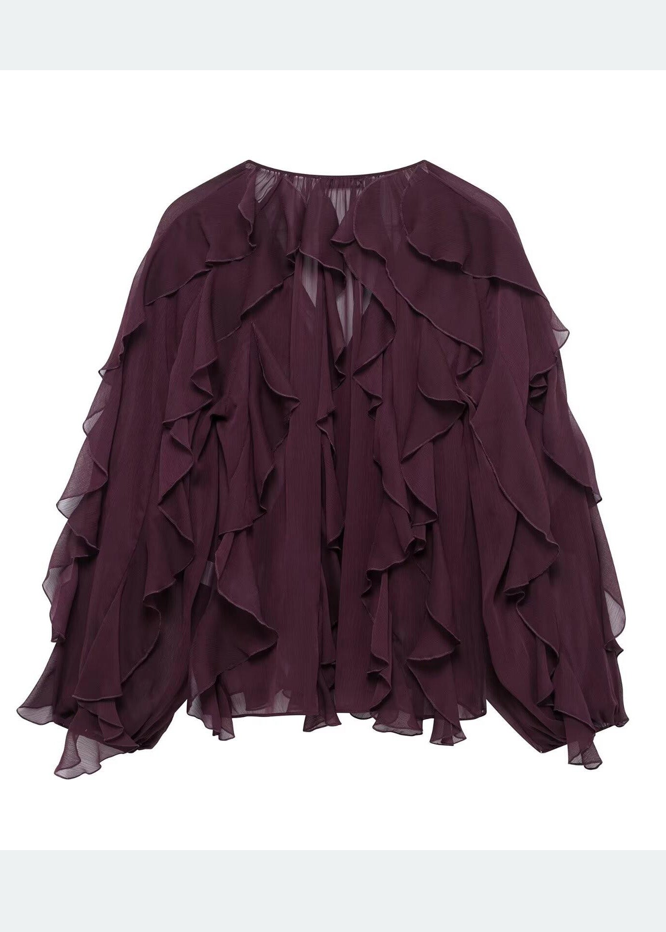 Chemise élégante d'été en mousseline de soie jaune clair à volants UPF 50+