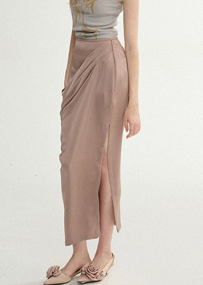 Side Lotus Skirts Open Summer Silk Root Wrinkled Starch Elegant
