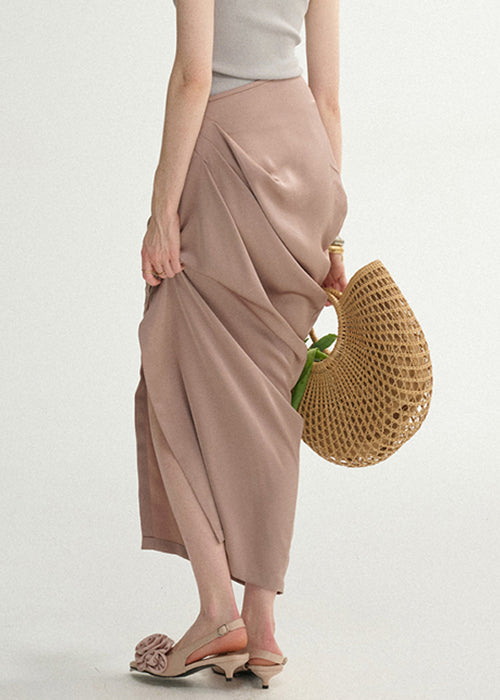 Side Lotus Skirts Open Summer Silk Root Wrinkled Starch Elegant