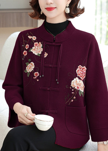 Elegante Wollstrickmäntel mit Maulbeerdruck und Taschen, Frühling TA029