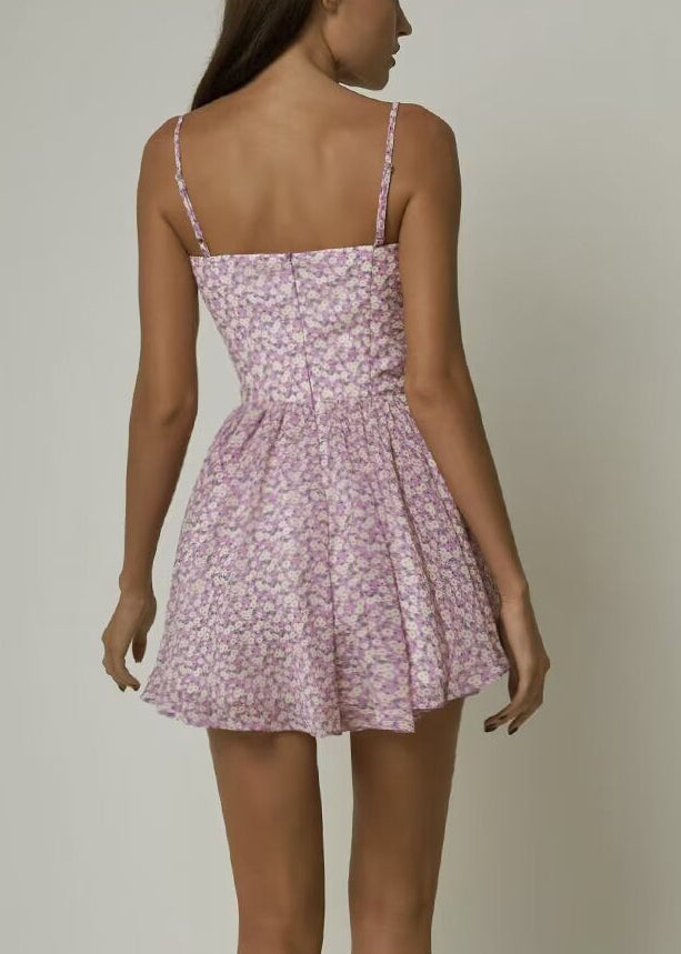 Spitze Rosa Kleid Strap Ärmeln Up Elegante Spaghetti Baumwolle Druck