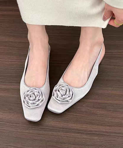 Sandales roses élégantes en satin avec de belles fleurs épissées JJ056