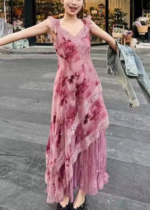 Lace Sleeveless Long Patchwork Purple Dresses Zippered Elegant