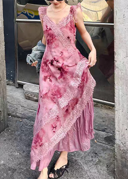 Lace Sleeveless Long Patchwork Purple Dresses Zippered Elegant