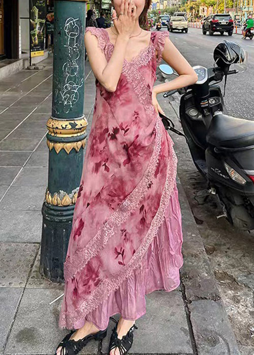 Lace Sleeveless Long Patchwork Purple Dresses Zippered Elegant