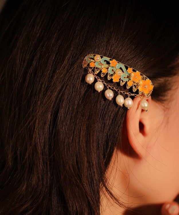 Elegante Regenbogen Legierung Perle Emaillierte Quaste Haarnadel ZZ015