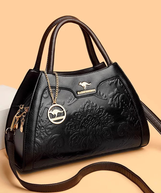 Elegant Calf Red Embossed Bag Tote Leather