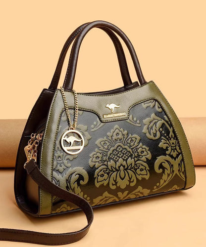 Elegant Calf Red Embossed Bag Tote Leather