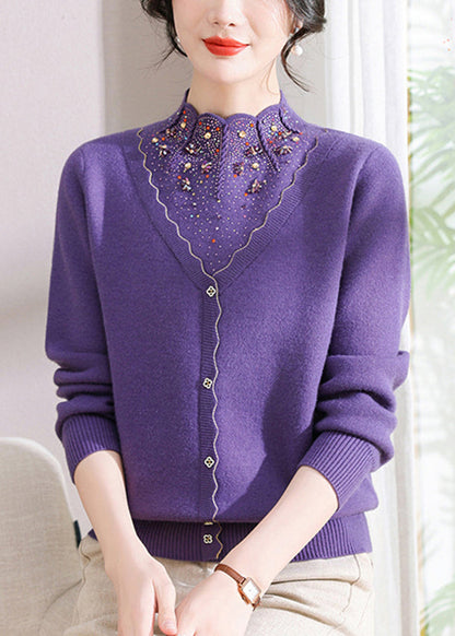Elegante Rote Zirkon Falsche Zwei Stücke Woll Kurzen Pullover Frühling TQ003