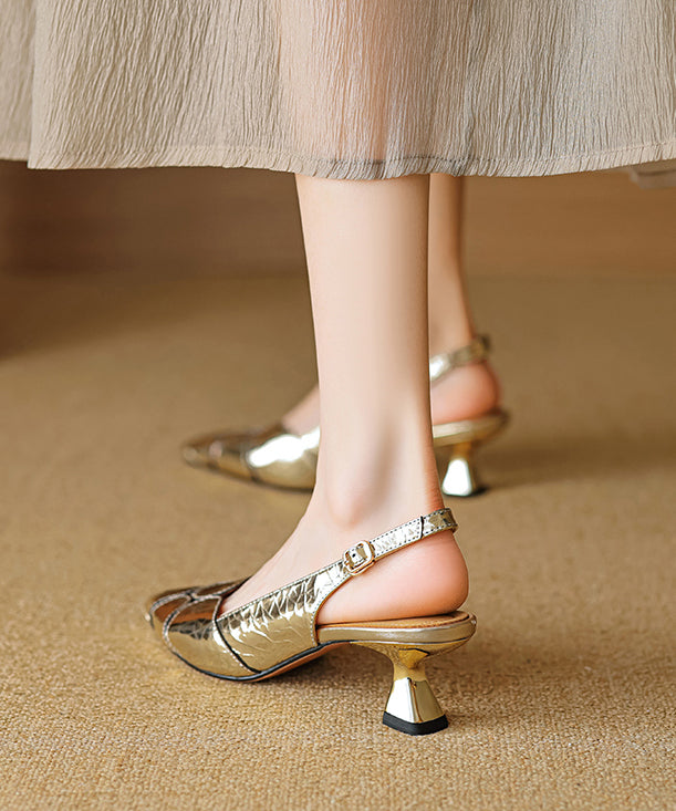 Splicing Silver Toe Heels Pointed High Sheepskin Elegant