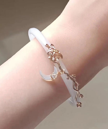 Bracelet élégant en alliage blanc émaillé coloré avec lune QJ031