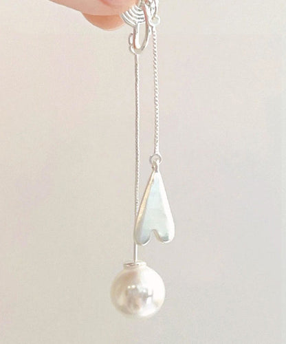 Boucles d'oreilles pendantes élégantes en alliage blanc avec perles d'amour QD012