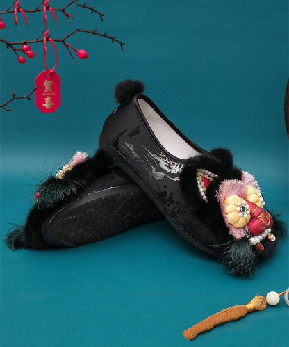 Ethnische Stil Spleißen Tiger Kopf Schuhe Bestickt Weiche Sohle TQ038