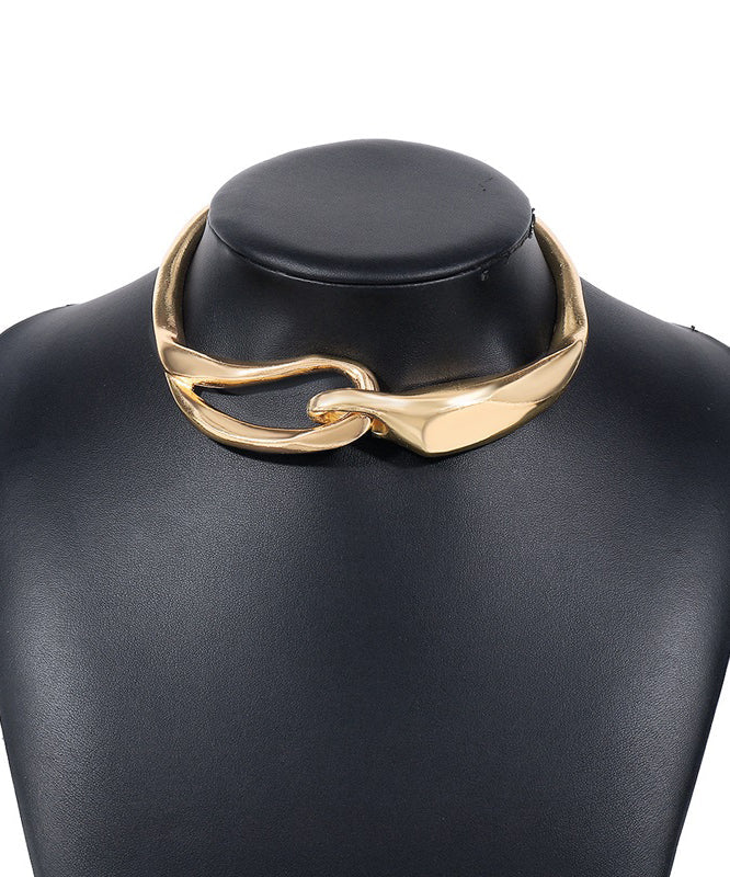 Collier ras du cou stéréoscopique en métal doré, style européen et américain, YI002