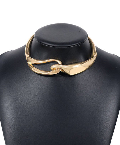 Collier ras du cou stéréoscopique en métal doré, style européen et américain, YI002