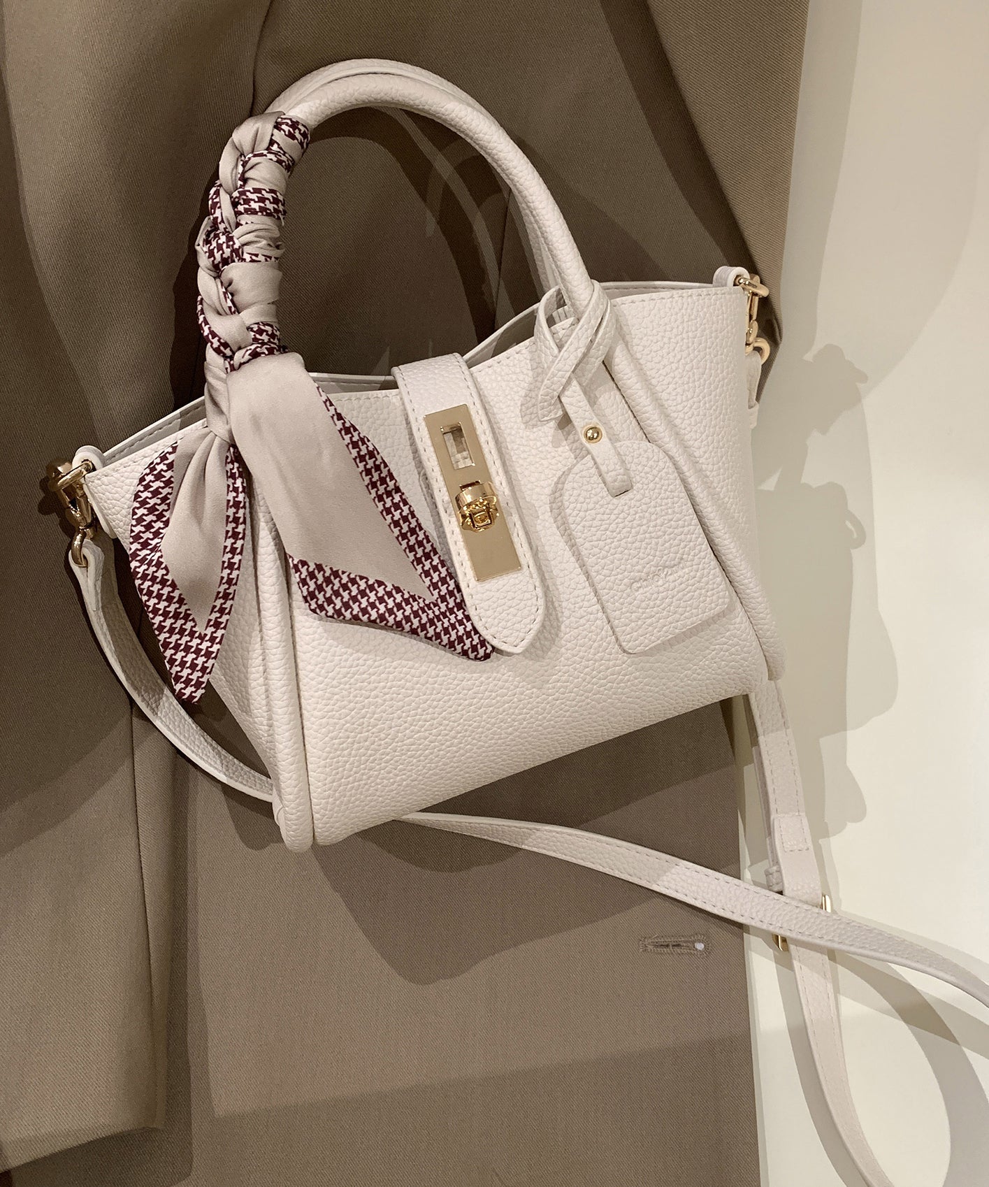 Leder Strapazierfähige Kunstleder Modetasche Beige CrossBody