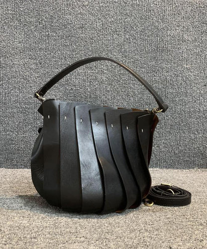 Sac à main tendance en cuir de veau noir MM040