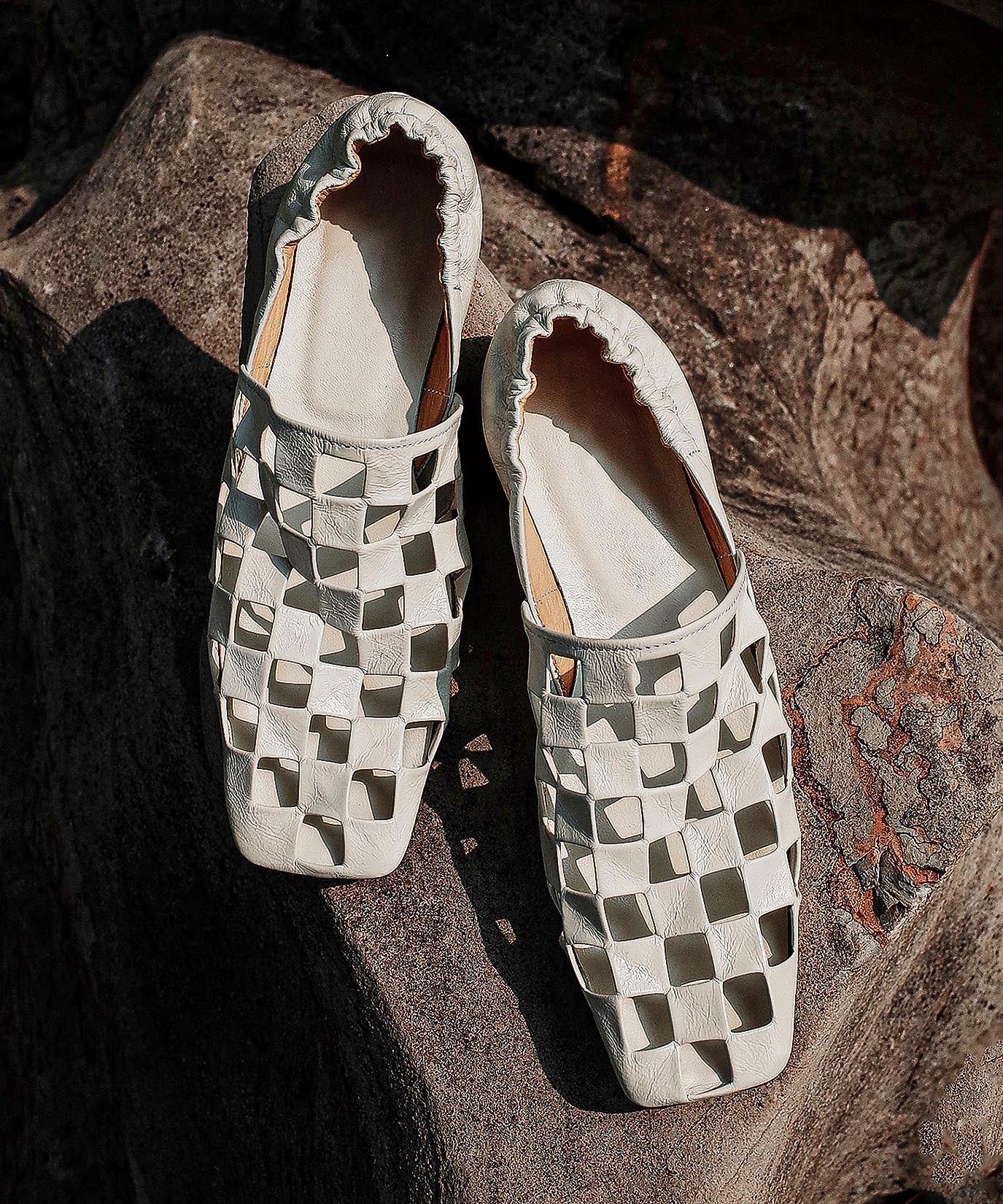 Mocassins creux en cuir de vache noir à épissure